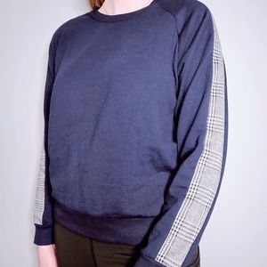 Hippie Rose Navy Blue Fleece W/ Plaid Long Sleeves